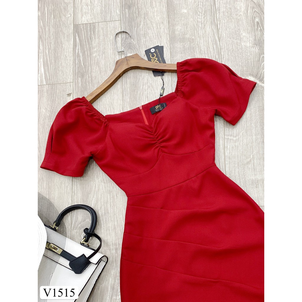 Váy đỏ ngắn tay V1515 - Đẹp Shop DVC (Kèm ảnh thật trải sàn do shop tự chụp) | BigBuy360 - bigbuy360.vn