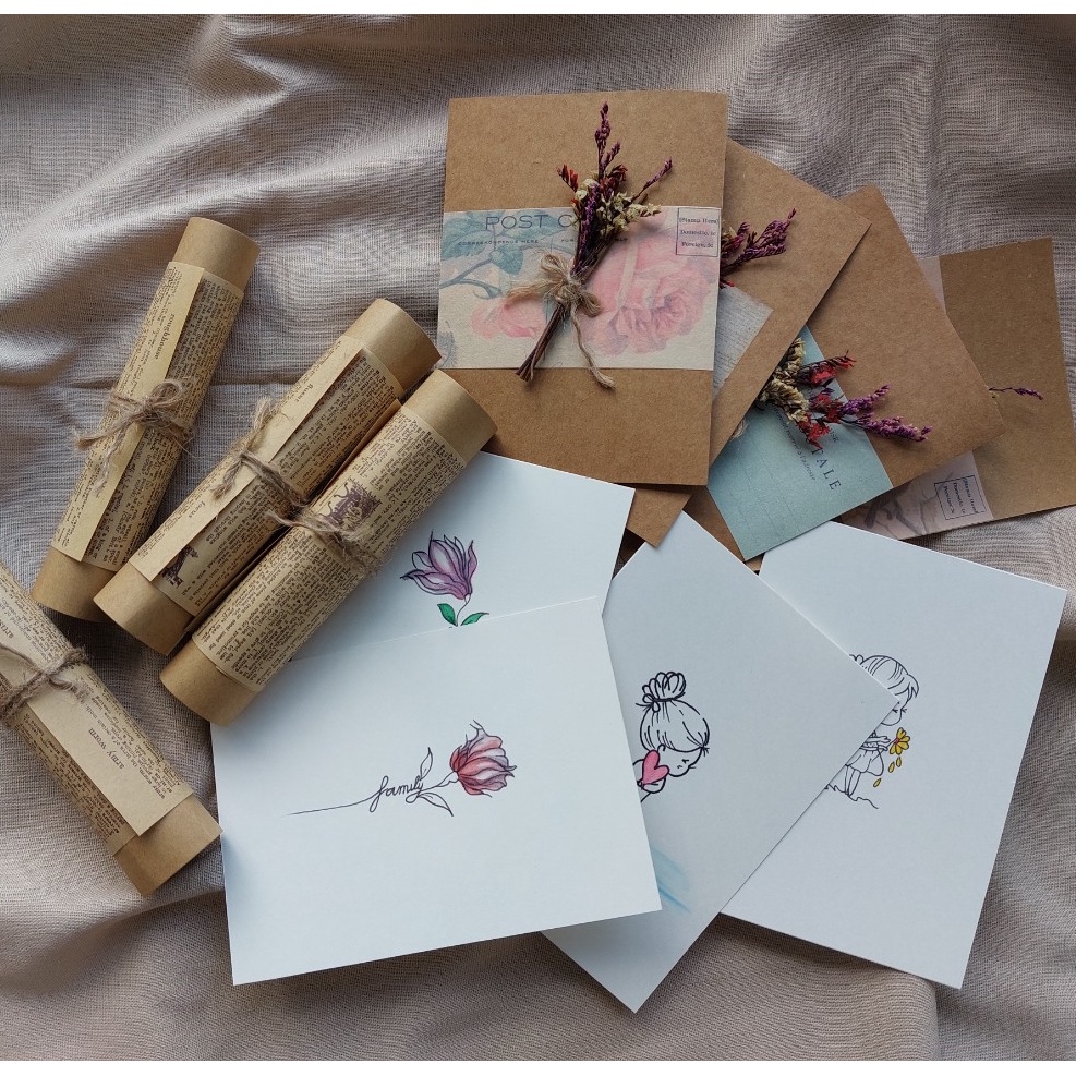 ẢNH GIẤY CỔ ĐIỂN phụ kiện trang trí chụp ảnh. Tấm postcard handmade decor gian trưng bày
