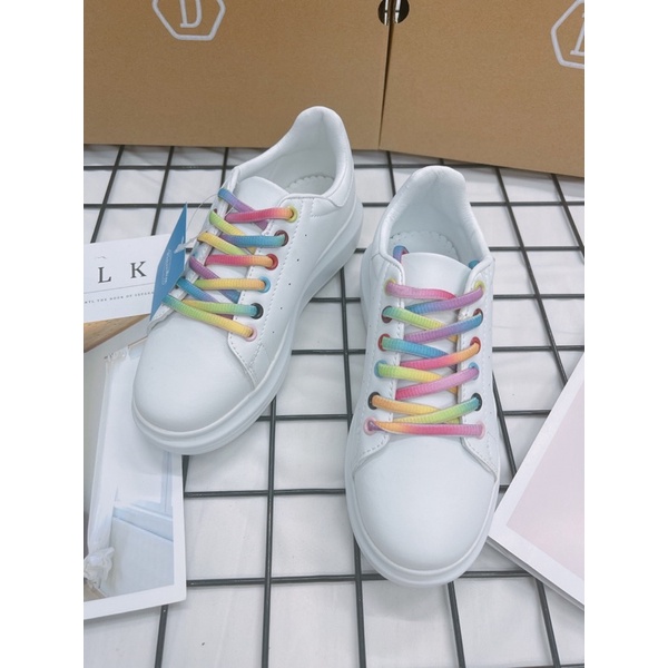 [CHÍNH HÃNG] GIÀY THỂ THAO DOMBA RAINBOW DÂY 7 MÀU GÓT DA TRẮNG - DOMBA HIGH POINT RAINBOW H-9120 - FULLBOX CÓ SẴN