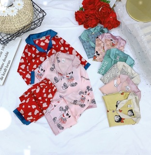 Bộ lụa dài tay Size 16-27kg cho bé gái