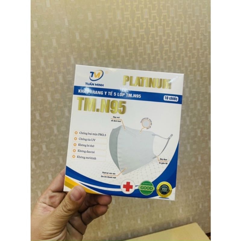 Khẩu Trang 6D  Mask Platinum, Kháng Khuẩn, Chống Bụi Mịn - Chính Hãng Công Ty Tuấn Minh