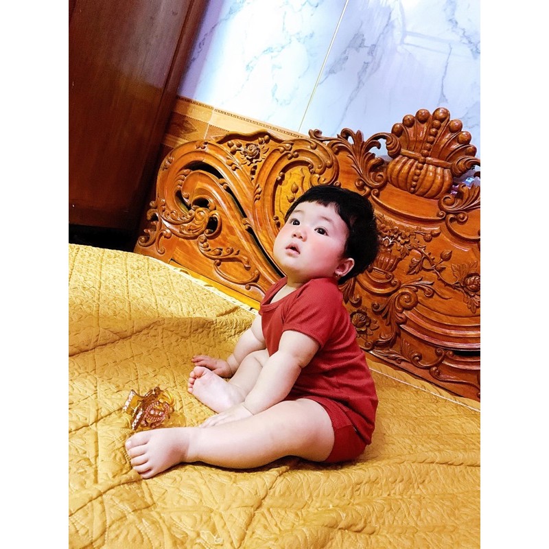 Bộ thun gân chuẩn hãng Minky Mom loại ngắn tay cạp cao cho bé size 100-110cm