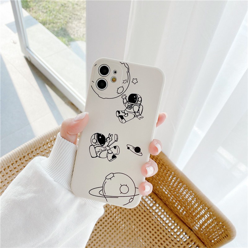 Ốp lưng iphone cạnh vuông phi hành gia mặt trăng cho 6/7/8/x/xs/xr/xsmax/11/12/13/plus/splus/mini/max/pro/promax-e02