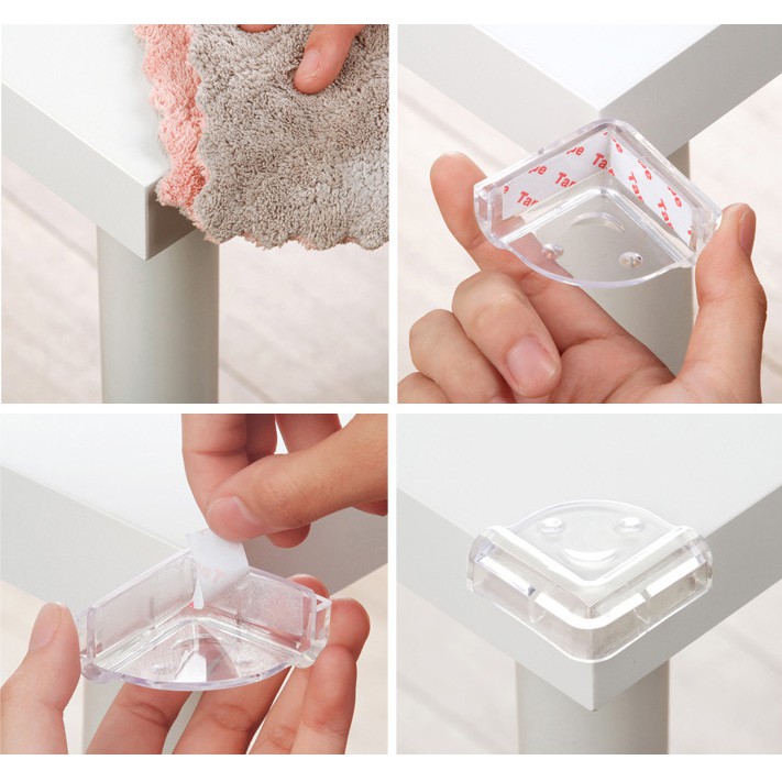 Miếng Silicon Bịt Góc Bọc Cạnh Bàn An Toàn Kèm Keo Dính Tiện Lợi
