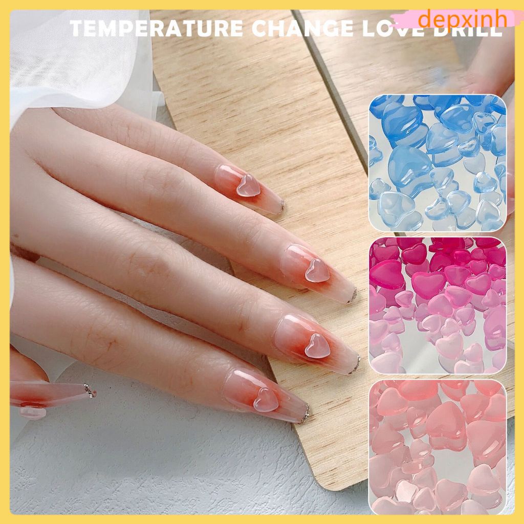 Chứng Khoán sẵn sàng Nail Nghệ Thuật Cảm Giác Ánh Sáng Thay Đổi Màu Sắc Tình Yêu Ice Trong Suốt Móng Tay Tươi Nghệ Thuật Kim Cương Thay Đổi Ánh Sáng Đào Trái Tim Trong Suốt trang Trí Móng tay COD