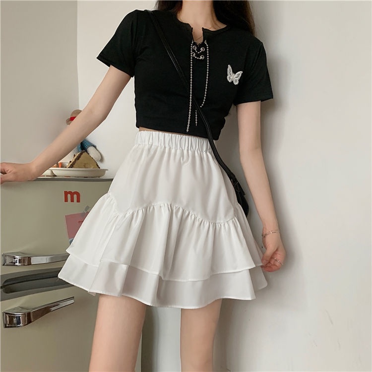 Chân Váy Chữ A Lưng Cao Nhún Bèo Thời Trang Mùa Hè Cho Nữ