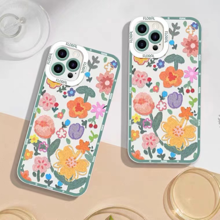 Ốp Điện Thoại Silicone Mềm Trong Suốt Chống Sốc In Hình Hoa Cho iPhone 11 12 13 Pro Max X XR Xs Max 6 6S 8 7Plus