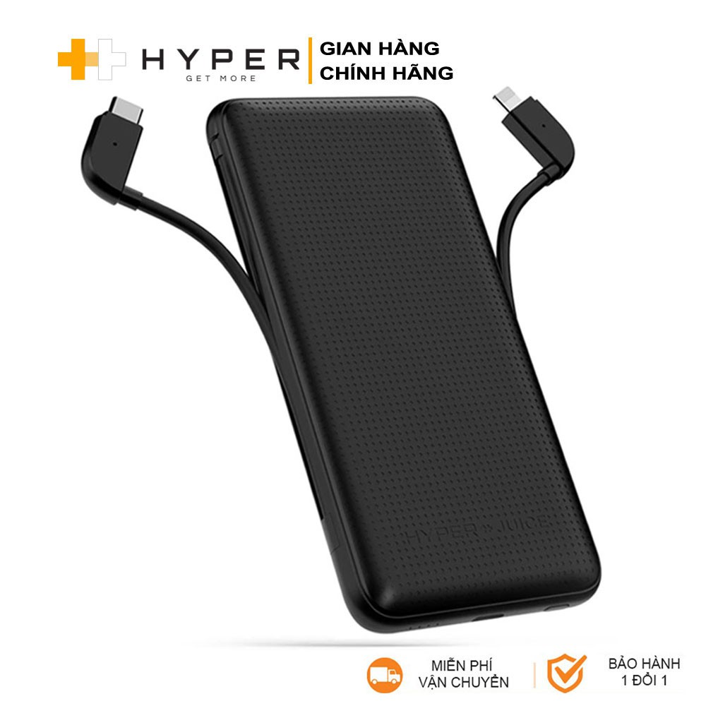 Sạc dự phòng Hyperjuice USB-C &amp; Lightning PD 18W 10000mAh (HJ10000-BLACK)