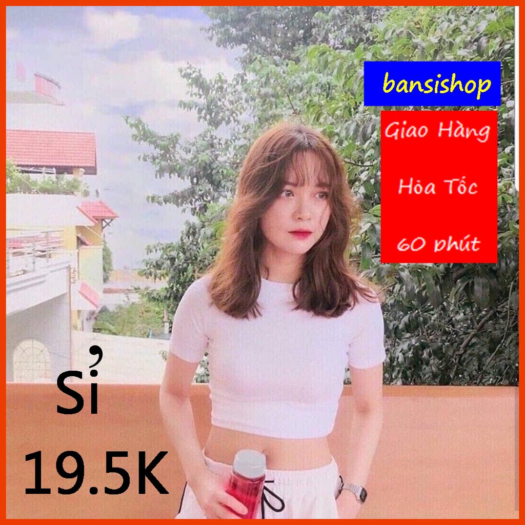 Áo Croptop Thun Ngắn Tay Chất Gân Mềm Bán Sỉ Shop