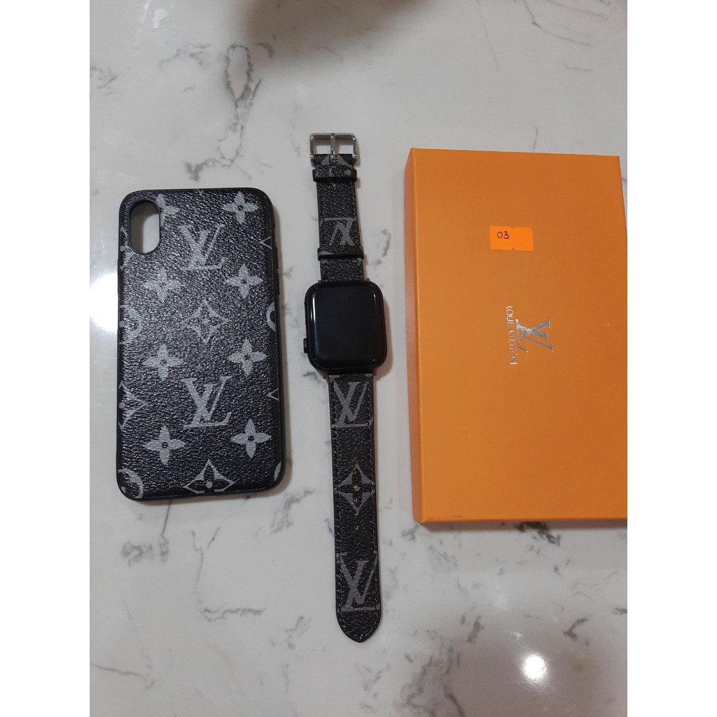 [Combo] dây đeo Apple watch và ốp lưng iPhone mẫu LV