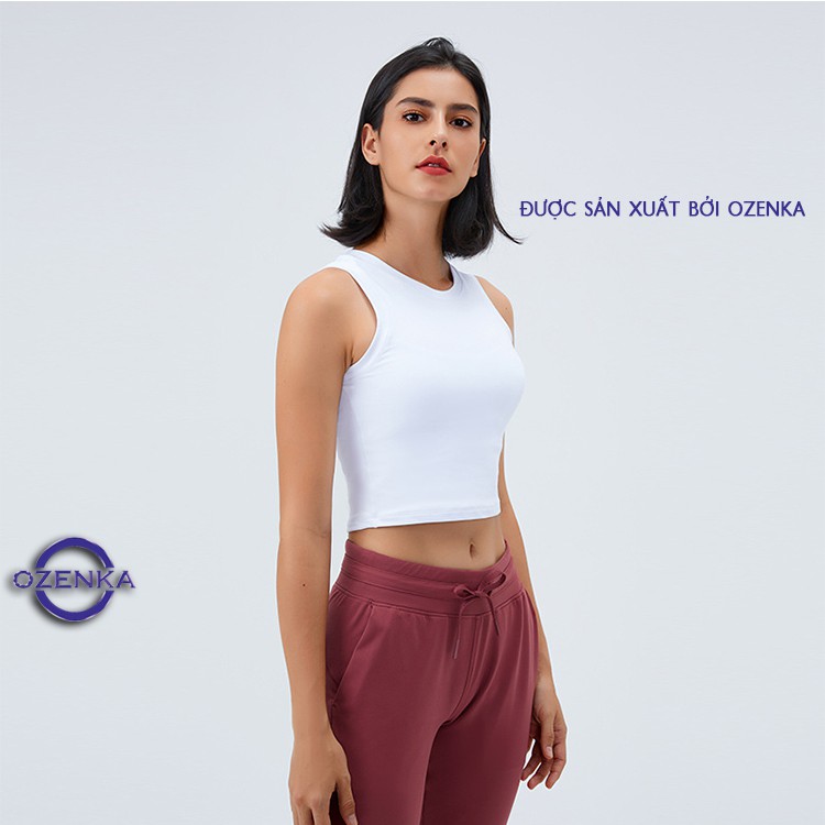 Áo croptop khoét nách nữ OZENKA , áo ba lỗ crt ôm body nữ thun gân 100% cotton đen trắng rẻ đẹp free size dưới 50 cân