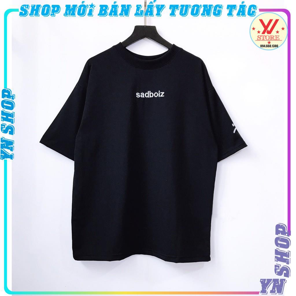 Áo thun nam nữ cổ tròn tay lỡ, Áo phông Form rộng Unisex, Áo thun sad boiz cá tính tay thêu mặt mếu | BigBuy360 - bigbuy360.vn