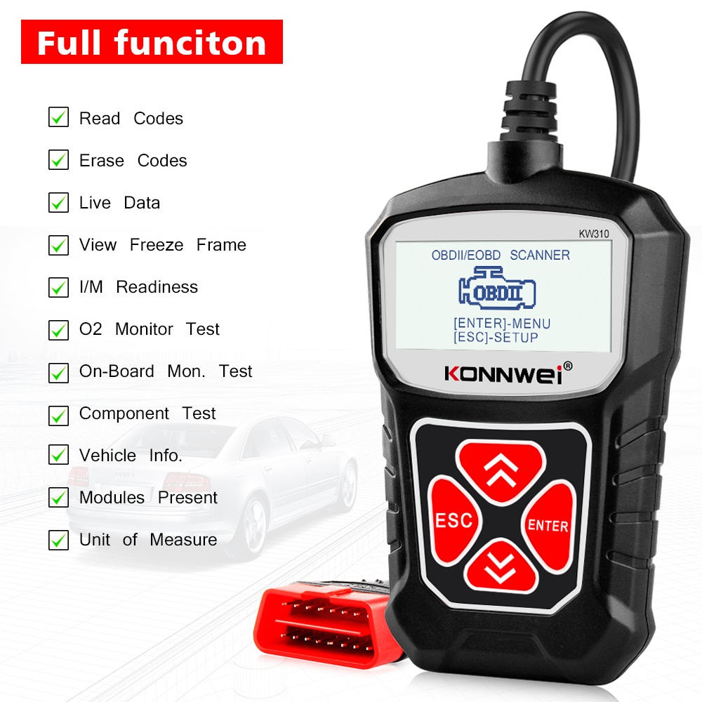 Konnwei kw310 obd2 Cho Máy Quét Xe Hơi Tự Động obd 2, Máy Quét Ngôn Ngữ pk elm327
