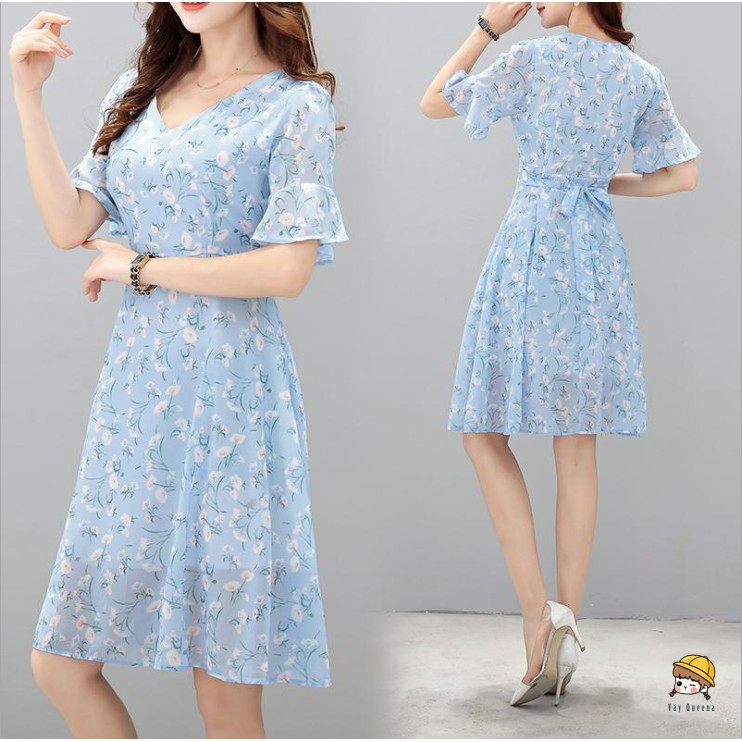 Short-sleeve floral dress Váy hoa ngắn tay