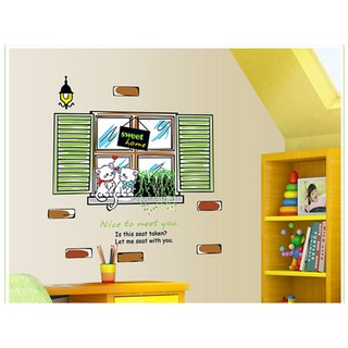Decal dán tường Perfect PK301 - Cửa sổ đôi mèo