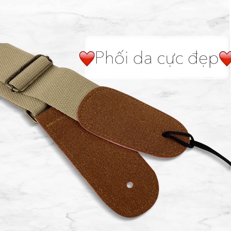 Dây đeo đàn guitar acoustic, classic phối da lộn