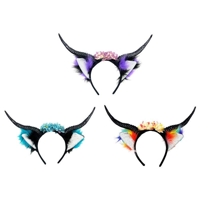 Cài Tóc Hình Sừng Cừu Bằng Oxi Nhân Tạo Hóa Trang Halloween