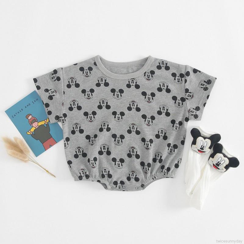 Bộ Áo Liền Quần Tay Ngắn In Hình Động Vật Xinh Xắn Dành Cho Trẻ Sơ Sinh