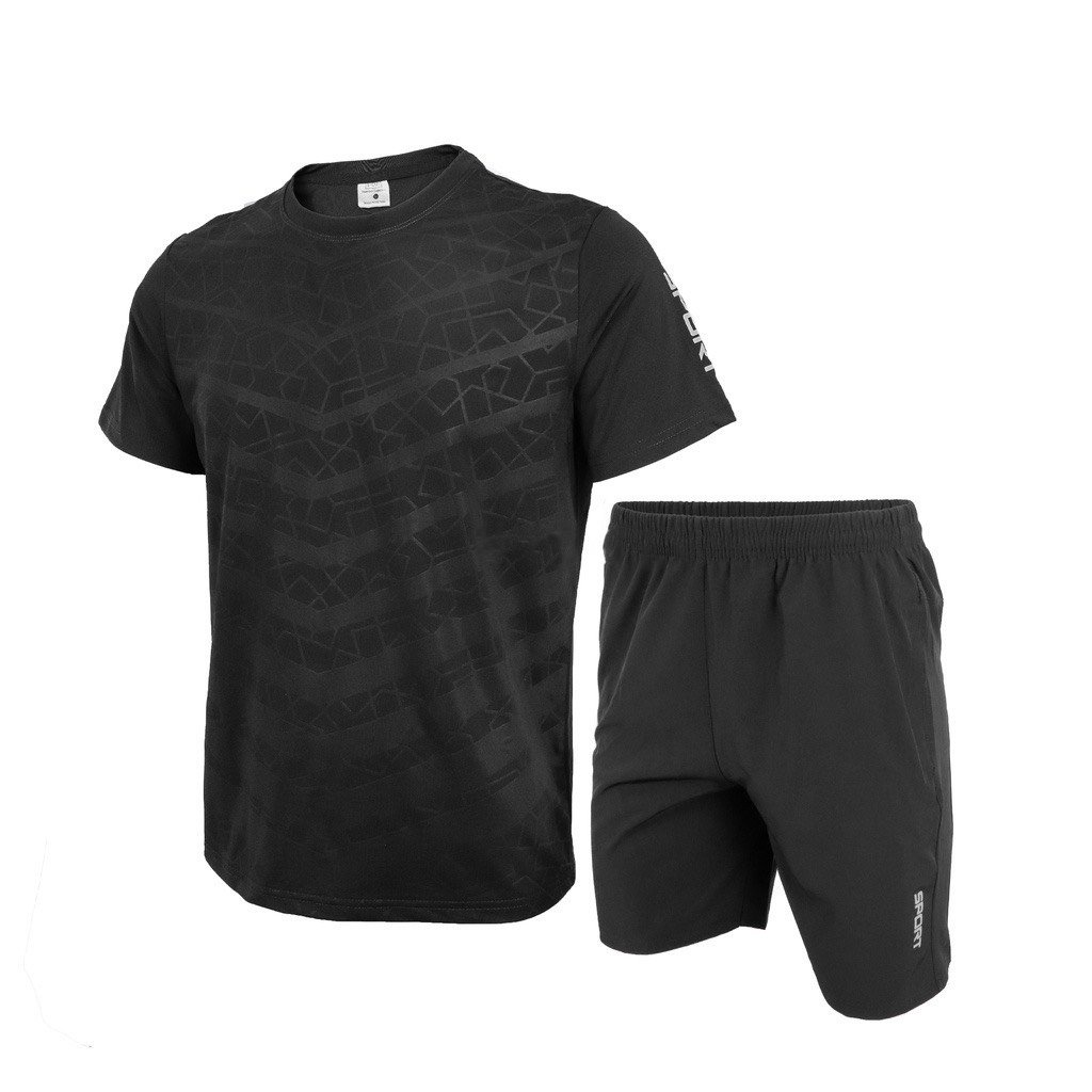 Bộ thể thao nam thun lạnh Sport, bộ thun nam mặc mát co giãn thấm mồ hôi ép vân 3D New22 RunT- Trắng