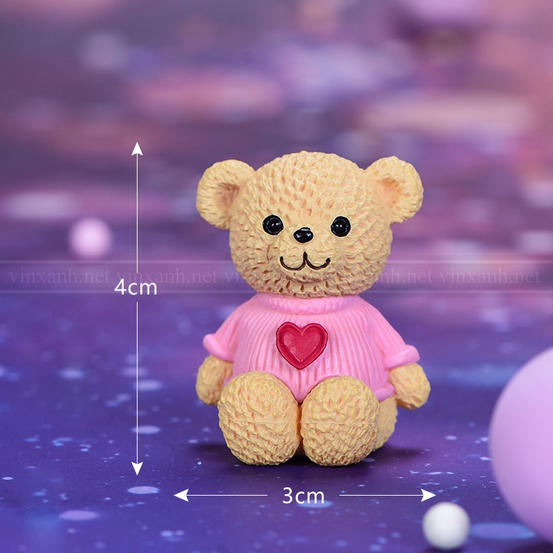 Mô hình gấu teddy dễ thương làm móc khóa, DIY, trang trí bàn học, chậu cây