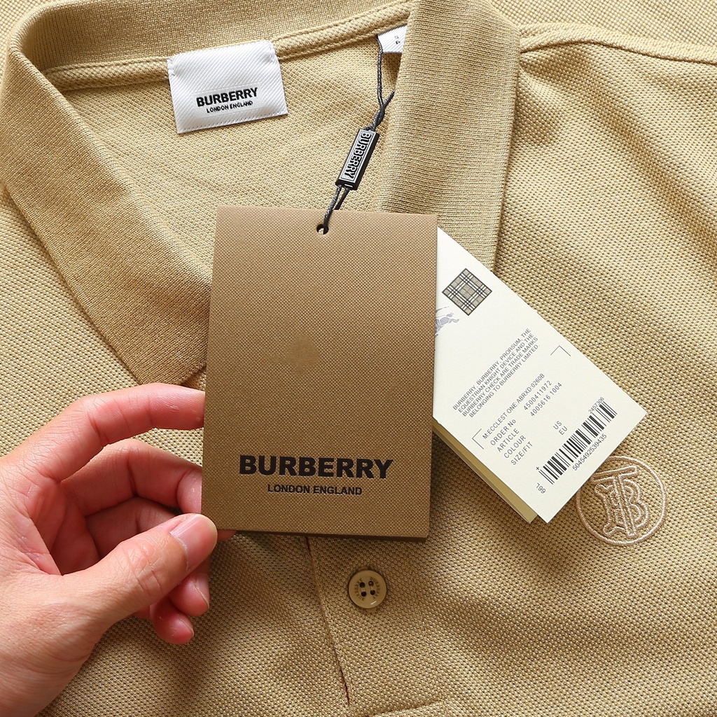 Áo Thun Nam Polo BURBERRY LOGO TRÒN LONDON ENGLAND 8 MÀU Vải Dệt Kim Cao Cấp Sang Trọng