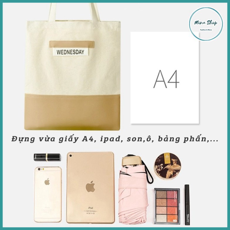 Túi vải canvas - Túi totte bag thời trang có khóa kéo, đeo đi học, đi chơi phong cách, thời trang, tiện lợi.