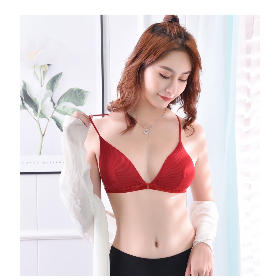 Áo Bra Gân Tăm Dây Mảnh Cài Trước Quyến Rũ Hot Trend