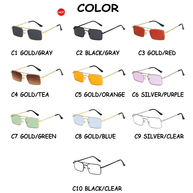 Kính mát hình chữ nhật gọng kim loại thời trang Hàn Quốc