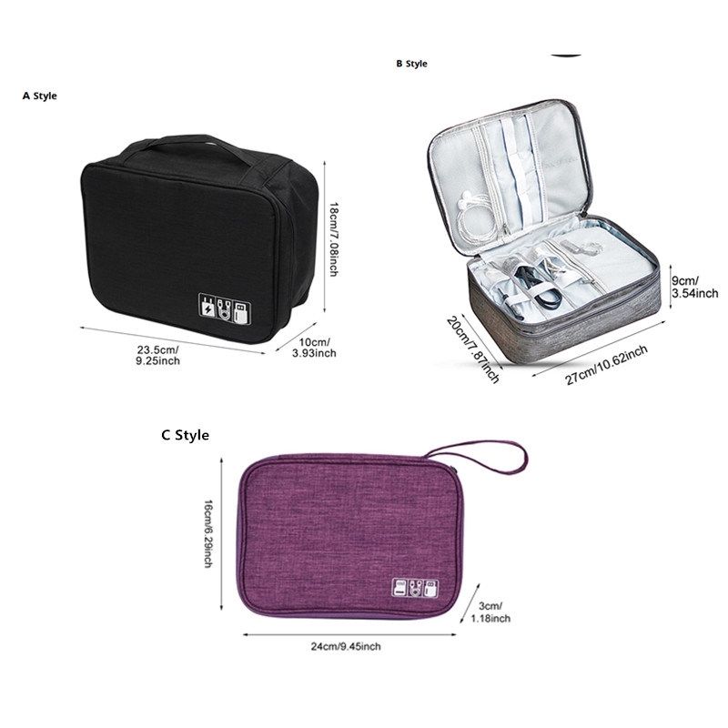 Túi Đựng Dây Cáp Sạc USB Đa Năng Chống Thấm Nước Có Khóa Kéo Tiện Dụng Mang Theo Du Lịch