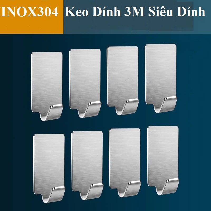 Combo 8 Móc inox 304 dính tường siêu dính - M08