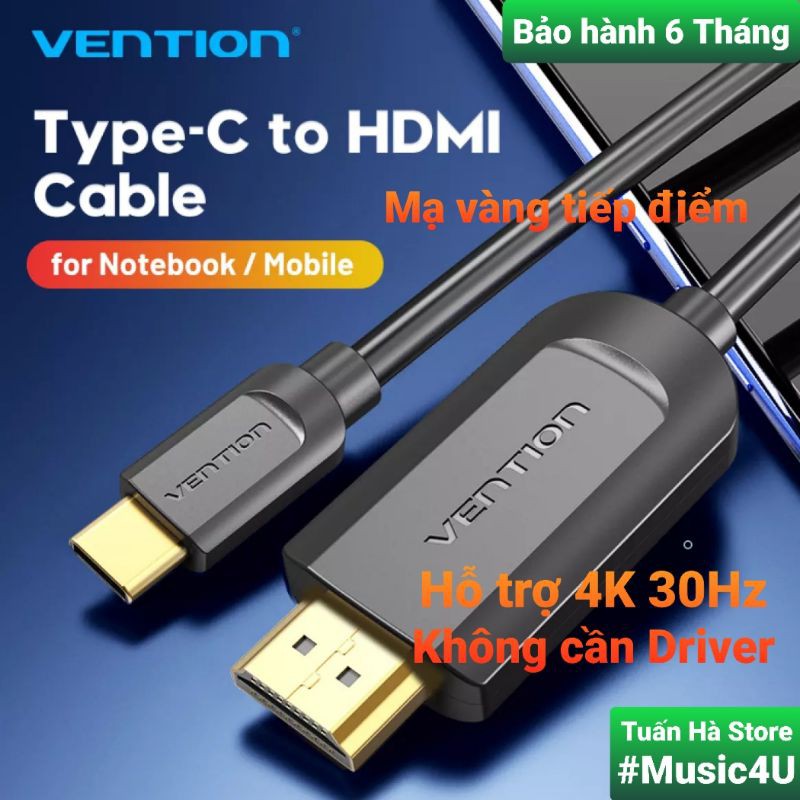 Dây cáp chuyển đổi USB Type C to sang HDMI 4K 30Hz cho Samsung Dex Laptop Macbook, Vention Tuấn Hà Store