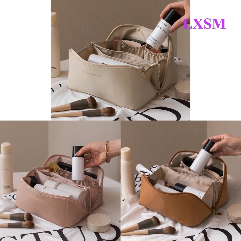 Túi Da Đựng Mỹ Phẩm Sức Chứa Lớn Chống Thấm Nước Có Tay Cầm Tiện Lợi