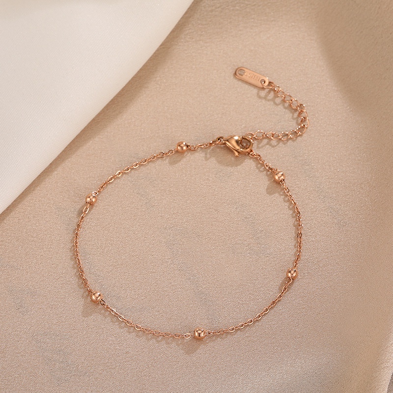 Lắc chân hai lớp bằng thép titan mạ vàng 18k phong cách Hàn Quốc quyến rũ dành cho nữ