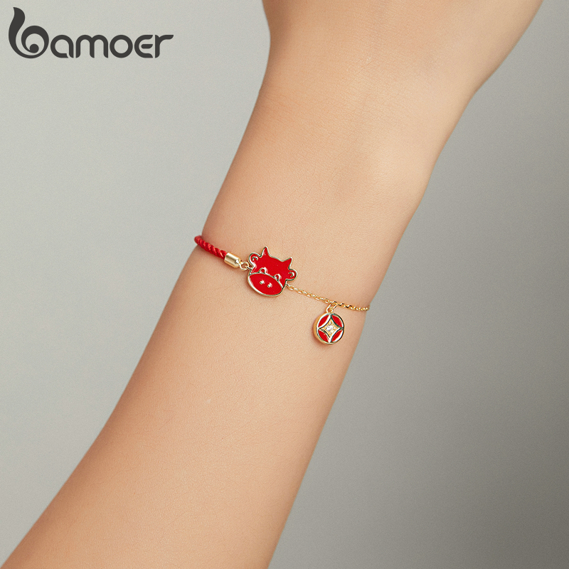 Vòng tay Bamoer SCB207 Bạc 925 đính đá zircon thiết kế hình con bò thời trang cho nữ