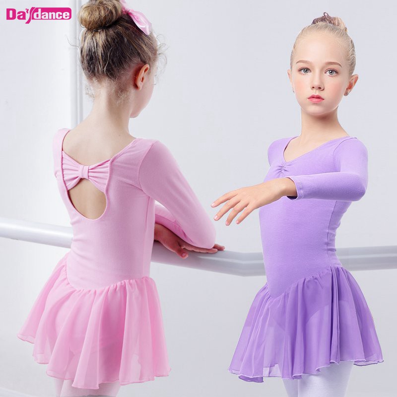Đầm Múa Ba Lê Tay Dài Họa Tiết Da Báo Thời Trang Cho Bé Gái