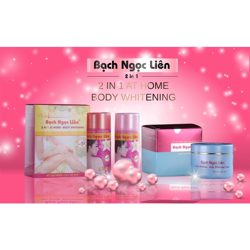 Tắm trắng body Bạch Ngọc Liên 2in1 kèm kem dưỡng body xanh hộp 90gram