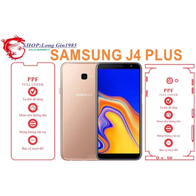 Samsung J4plus miếng dán trong Ppf mặt sau và mặt trước chống va đập chống trầy xước