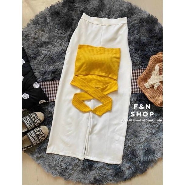 Set áo ống buộc nơ có mút ngực kèm quần ống rộng nút trước siêu hot- ann9399 | BigBuy360 - bigbuy360.vn