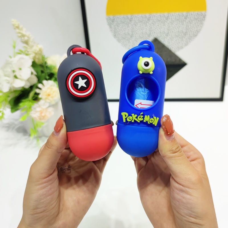 ◄✷Vật nuôi túi rác con nhộng xe bảo vệ môi trường dụng cụ vệ sinh INS dễ thương phim hoạt hình xách tay móc khóa cái xẻn