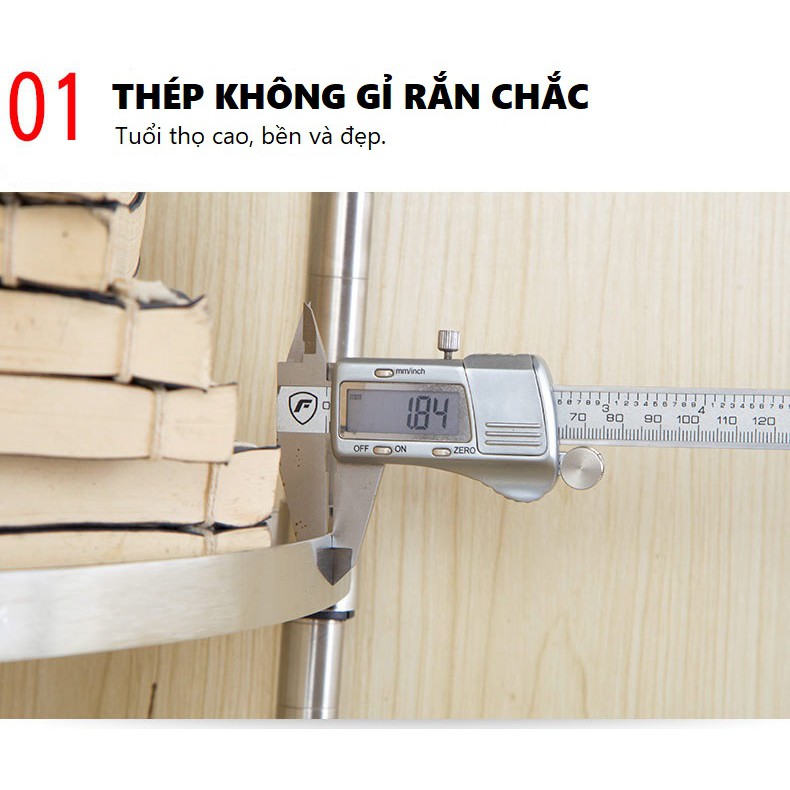 Kệ Để Xoong Nồi INOX 304 Cao Cấp Không Gỉ Sét SPEVI - Đa Năng, Tiện Lợi, Với 4 Tầng, 2 Kích Thước Thay Đổi Tùy Thích