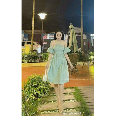 Đầm cổ yếm hở lưng, đầm cúp ngực dáng dài đi tiệc phong cách sexy quyến rủ, chất vải kate cao cấp mềm, mịn