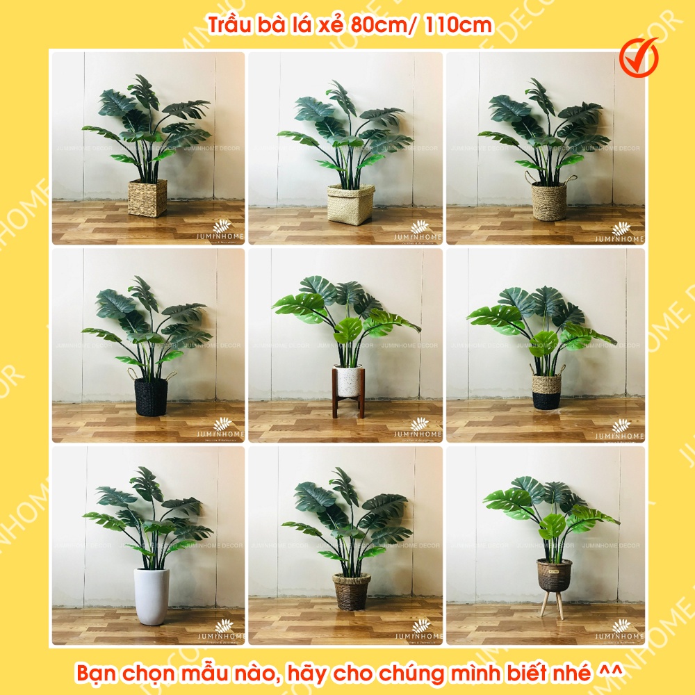 Cây trầu bà giả, monstera, cây lá rùa, trầu bà lá xẻ - Cây giả decor trang trí nhà cửa nội thất phòng khách phòng ngủ
