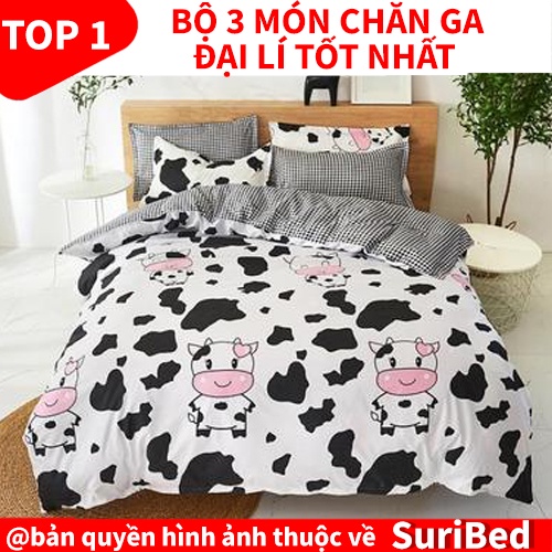 chăn ga💖FREESHIP💖bộ chăn ga 3 món họa tiết bò lục lặc CHANGA7YUJ212 set bao gồm 1 chăn 1 ga 2 gối 1 gối ôm