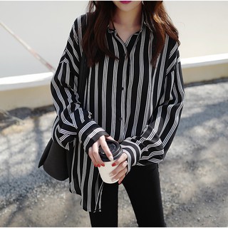 Áo So Mi Dáng Rộng Sọc Dọc