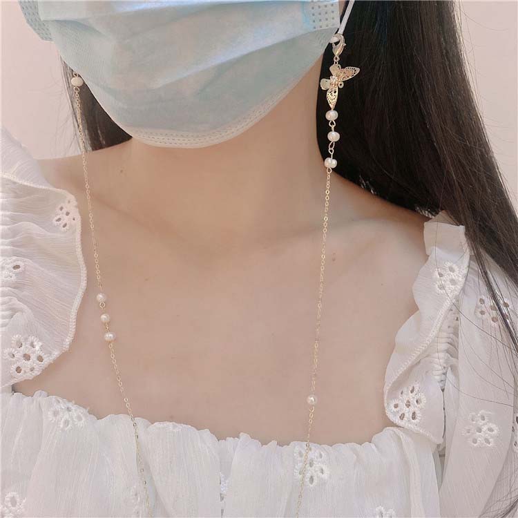 Dây đeo mắt kính/khẩu trang chống thất lạc đính ngọc trai nhân tạo phong cách Hàn Quốc hàng mới 2021
