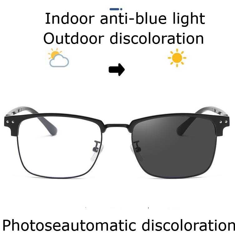 Kính Chống Ánh Sáng Xanh Gọng Kim Loại Thay Đổi Màu Sắc Thời Trang Cho Nam