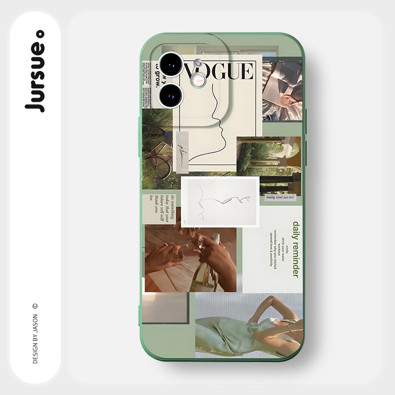Ốp lưng JURSUE mềm viền vuông hình dễ thương đẹp Cho iPhone 14 13 12 11 Pro Max SE 2020 X XR XS 8 7 ip 6S 6 Plus Y2307