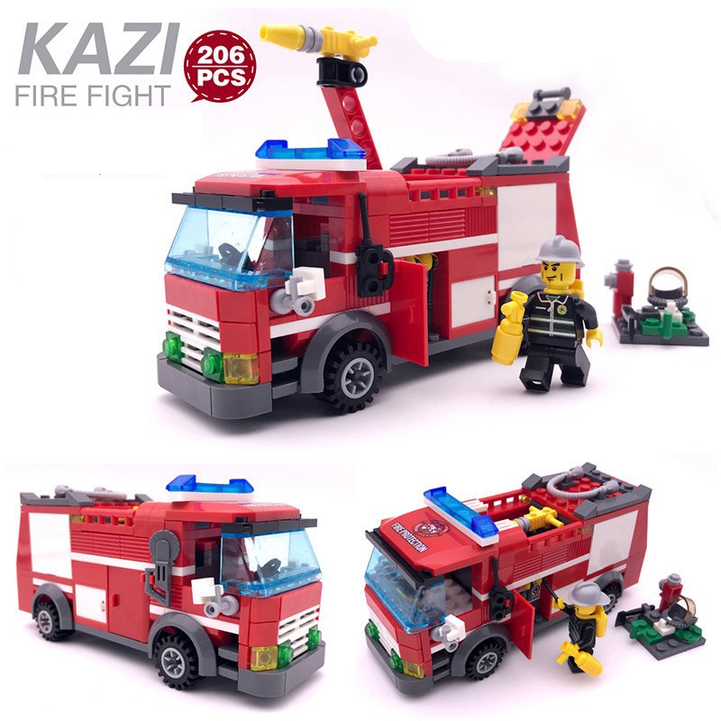 KAZI 6 Phong cách Xe cứu hỏa Thành phố Ô tô Vận chuyển Kỹ thuật Xe tải Cứu hộ Khối xây dựng Lego Tương thích Đồ chơi trẻ em DIY