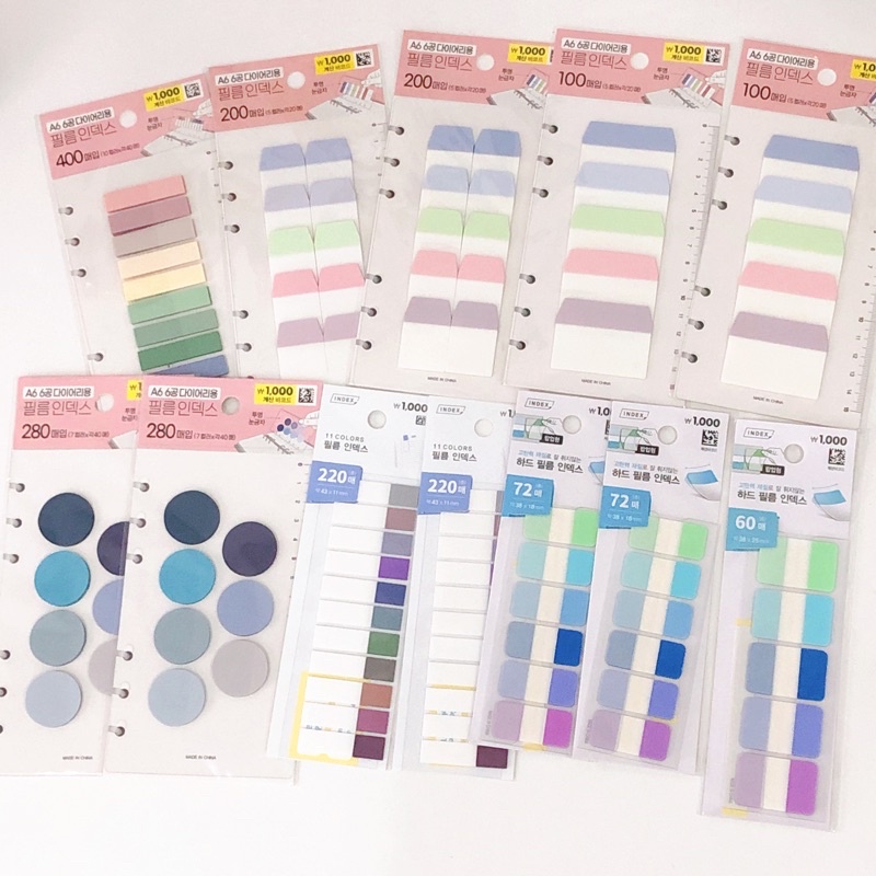 DAISO HÀN GIẤY GHI CHÚ PHÂN TRANG, ĐÁNH DẤU TRANG, CARD BO GÓC INDEX - tạp hóa Riland