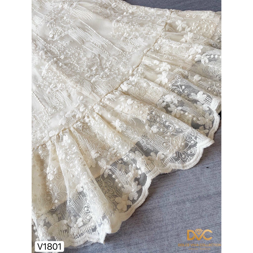[Mã FAGREEN1505 giảm tới 30K đơn 99K] Váy ren kem thiết kế V1801 - Đẹp Shop DVC (Kèm ảnh thật trải sàn do shop tự chụp) | BigBuy360 - bigbuy360.vn